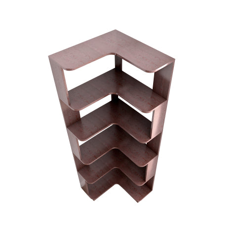 AEELLEEA 5-Tier Corner Bookshelf, 64.57"H Wooden L-Shaped Storage Rack, Brown Freestanding Display Shelf for Living Room
