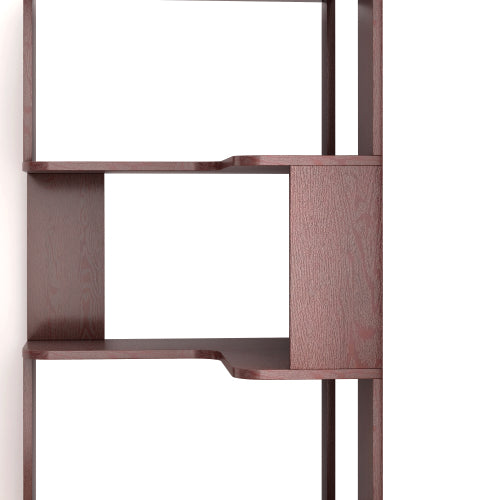 AEELLEEA 5-Tier Corner Bookshelf, 64.57"H Wooden L-Shaped Storage Rack, Brown Freestanding Display Shelf for Living Room