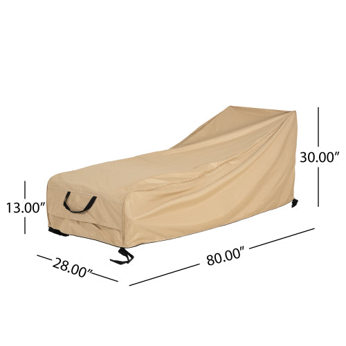 AEELLEEA Patio Chaise Lounge Cover, Waterproof Outdoor Lounge Chair Cover 80x28x30 Inch, Heavy Duty UV Resistant Weatherproof Furniture Protector, Beige