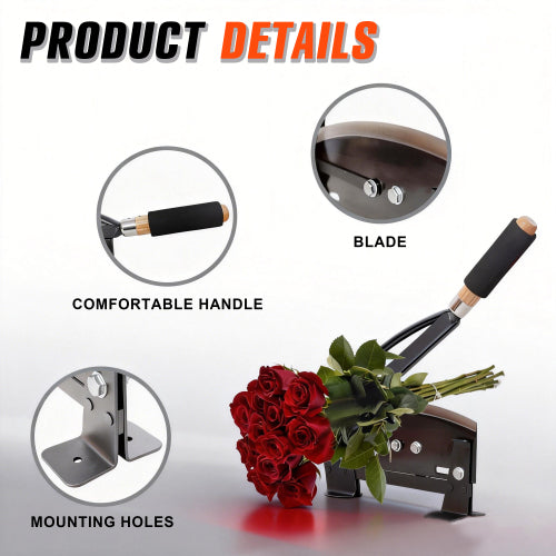 AEELLEEA Flower Stem Cutter, Heavy Duty Bench Mounted Floral Stem Cutting Machine with Safety Lock, Comfort Grip Handle, Metal Florist Stem Trimmer for Flower Shop