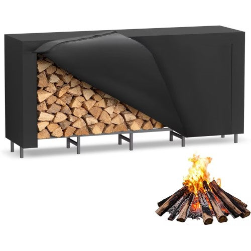 AEELLEEA 152 Inch Firewood Rack, Heavy Duty Metal Log Storage Holder with 8 Support Legs, Outdoor Indoor Firewood Stacker for Fireplace Patio