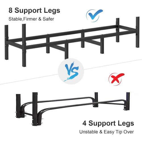 AEELLEEA 152 Inch Firewood Rack, Heavy Duty Metal Log Storage Holder with 8 Support Legs, Outdoor Indoor Firewood Stacker for Fireplace Patio