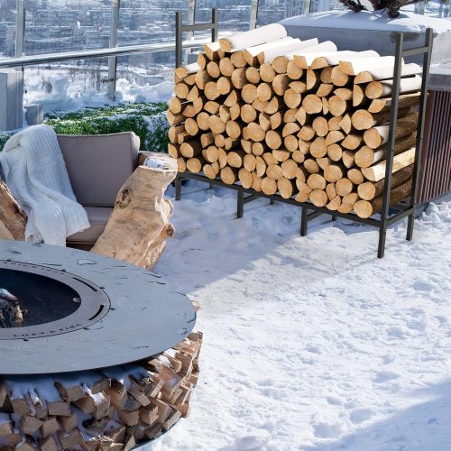 AEELLEEA 152 Inch Firewood Rack, Heavy Duty Metal Log Storage Holder with 8 Support Legs, Outdoor Indoor Firewood Stacker for Fireplace Patio