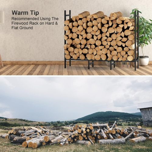 AEELLEEA 152 Inch Firewood Rack, Heavy Duty Metal Log Storage Holder with 8 Support Legs, Outdoor Indoor Firewood Stacker for Fireplace Patio