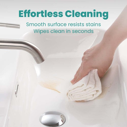 AEELLEEA 30 Inch Fireclay Vessel Sink, White Rectangular Bathroom Countertop Sink with Overflow Hole, Modern Solid Fireclay Vanity Sink for Bathroom