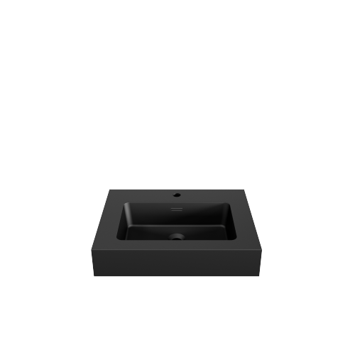 AEELLEEA 24 Inch Matte Black Fireclay Vessel Sink, Rectangular Integrated Bathroom Vanity Sink with Overflow Hole, Modern Countertop Sink