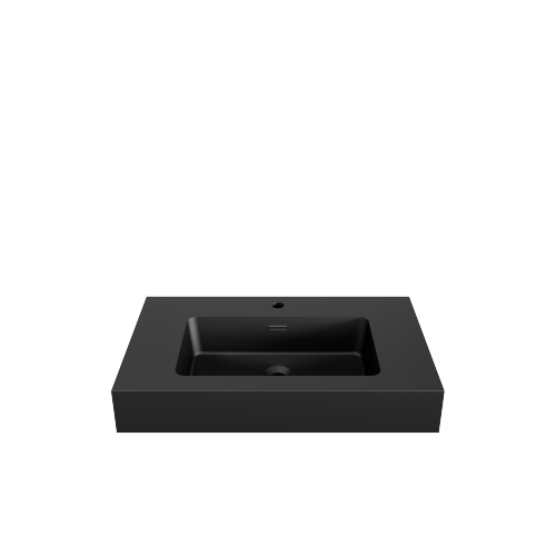 AEELLEEA 30 Inch Matte Black Fireclay Vessel Sink, Rectangular Integrated Bathroom Vanity Sink with Overflow Hole, Modern Countertop Sink