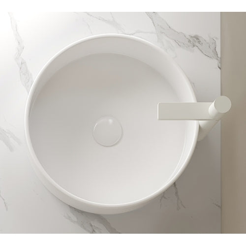 AEELLEEA White Round Vessel Sink, Modern Ceramic Above Counter Bathroom Vanity Sink