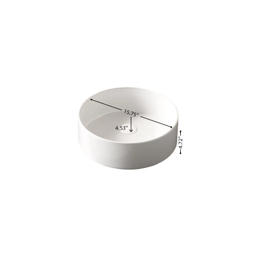AEELLEEA White Round Vessel Sink, Modern Ceramic Above Counter Bathroom Vanity Sink