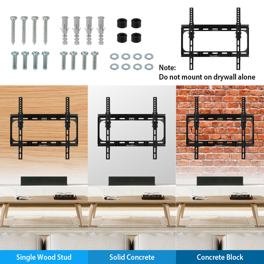 AEELLEEA Tilt TV Wall Mount for 26 to 55 Inch TVs, Heavy Duty Bracket up to 99 lbs, VESA 400x400, Low Profile with Level, Black