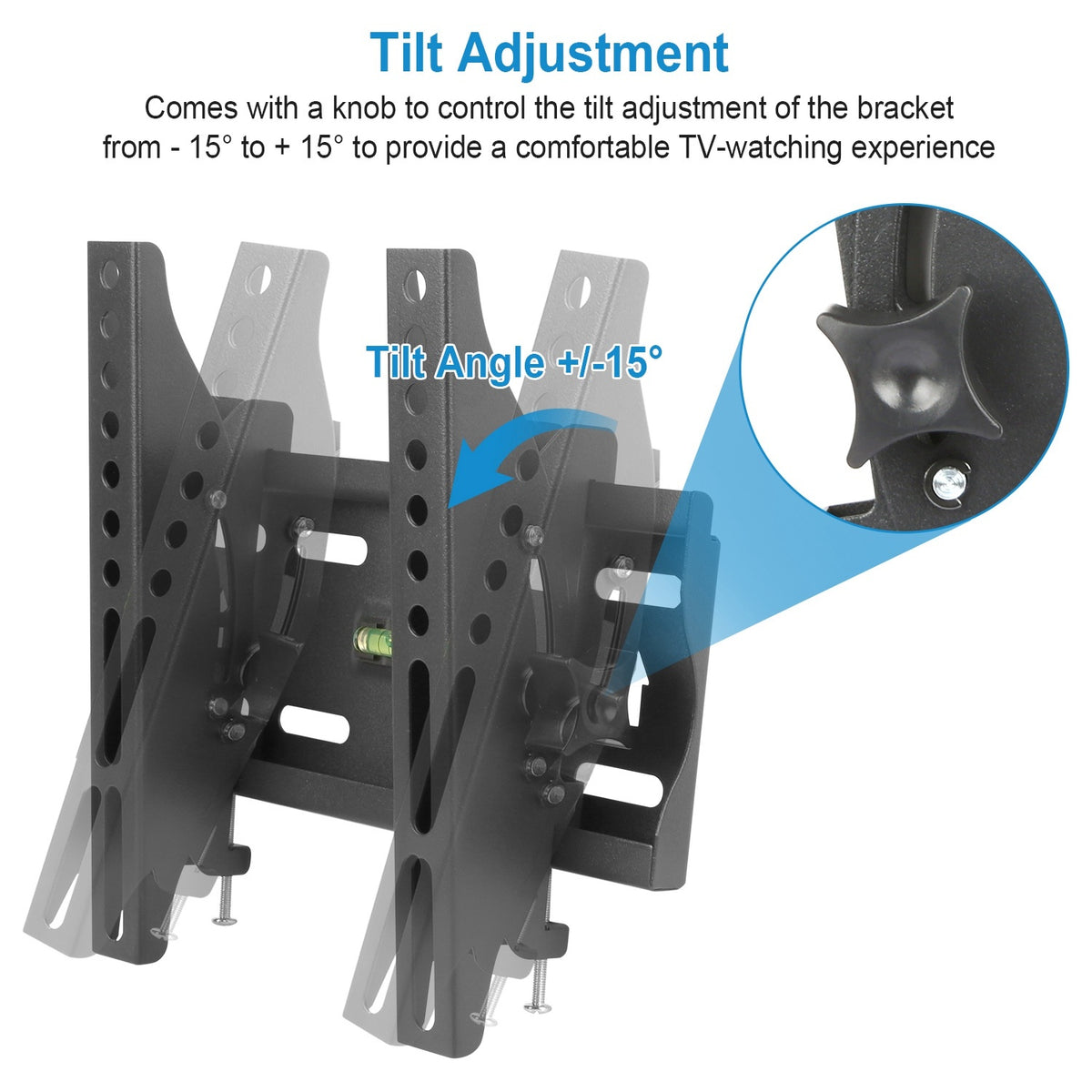 AEELLEEA Tilt TV Wall Mount for 23-42 Inch TVs, 15 Degree Forward and Back Tilt Bracket up to 88 lbs, VESA 200x200 with Level, Black