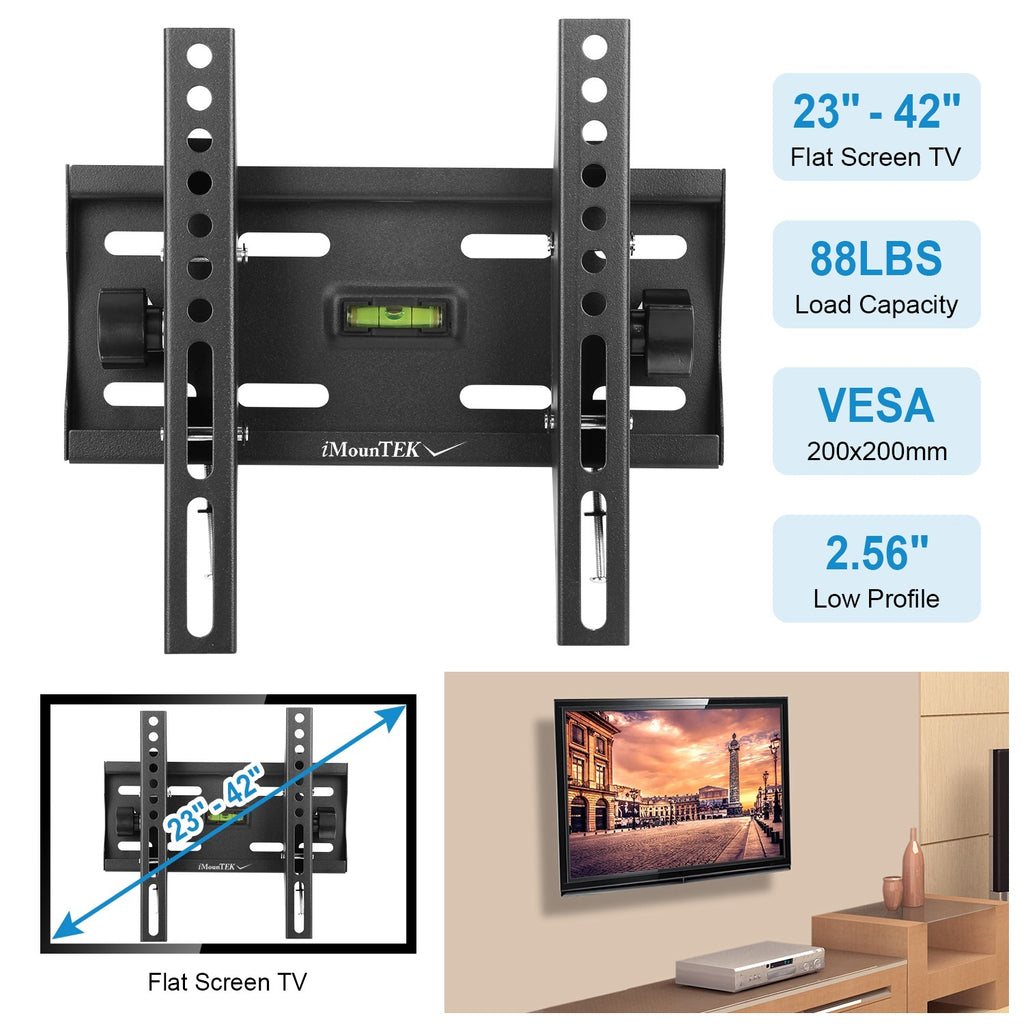 AEELLEEA Tilt TV Wall Mount for 23-42 Inch TVs, 15 Degree Forward and Back Tilt Bracket up to 88 lbs, VESA 200x200 with Level, Black
