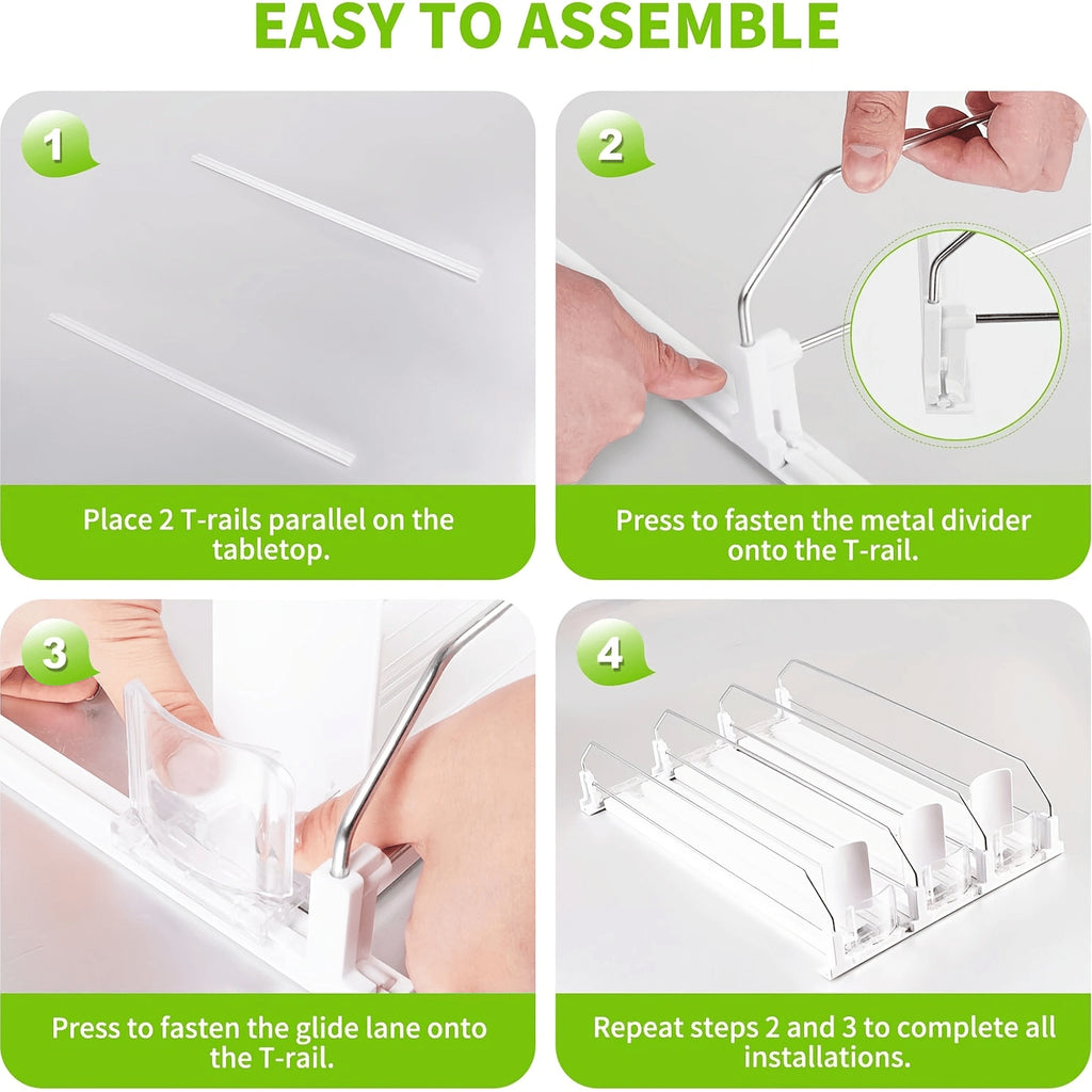 AEELLEEA 5 Lane Automatic Rolling Soda Can Dispenser, Clear Plastic Beverage Organizer Rack for Refrigerator Pantry, Cans and Bottles