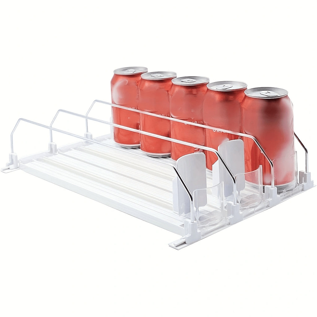 AEELLEEA 3 Pack Automatic Rolling Soda Can Dispenser, Clear Plastic Beverage Organizer Rack for Refrigerator Pantry, Cans and Bottles