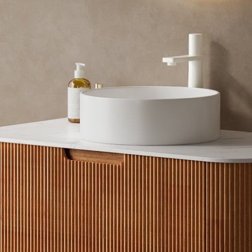 AEELLEEA White Round Vessel Sink, Modern Ceramic Above Counter Bathroom Vanity Sink