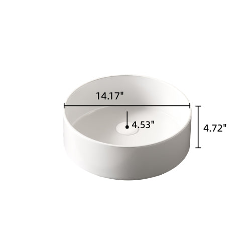 AEELLEEA White Round Vessel Sink, Modern Ceramic Above Counter Bathroom Vanity Sink