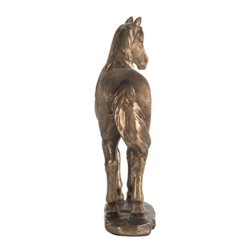 AEELLEEA Bronze Horse Statue Resin Figurine, Standing Horse Sculpture Tabletop Decor for Home Office Shelf