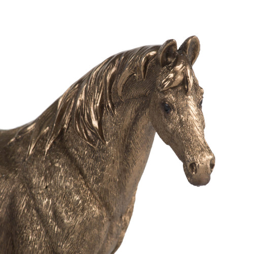 AEELLEEA Bronze Horse Statue Resin Figurine, Standing Horse Sculpture Tabletop Decor for Home Office Shelf