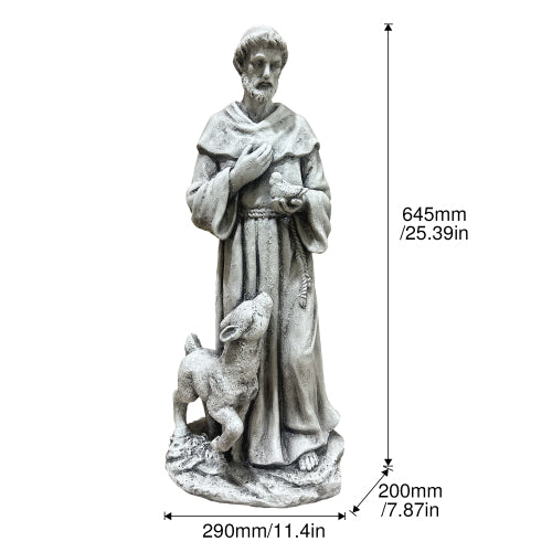 AEELLEEA Saint Francis Yard Decor Statue, 25.4 Inch Resin St Francis Figurine with Bird and Lamb, Weather Resistant Religious Outdoor Decoration