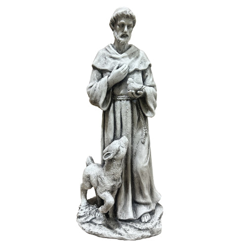 AEELLEEA Saint Francis Yard Decor Statue, 25.4 Inch Resin St Francis Figurine with Bird and Lamb, Weather Resistant Religious Outdoor Decoration