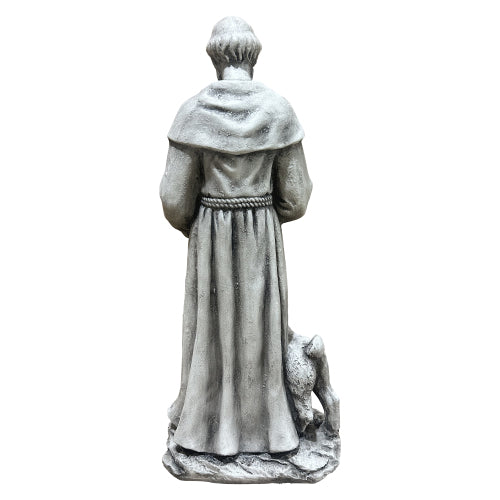 AEELLEEA Saint Francis Yard Decor Statue, 25.4 Inch Resin St Francis Figurine with Bird and Lamb, Weather Resistant Religious Outdoor Decoration