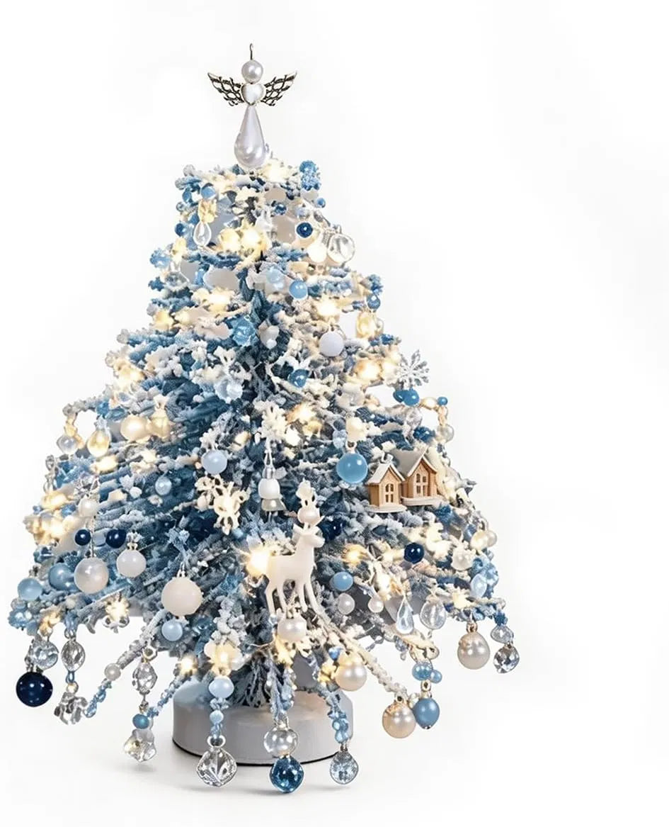 AEELLEEA DIY Beaded Christmas Tree Craft Kit for Adults, Handmade Bead Material Set with LED Lights, Angel Tree Topper Star, Desktop Holiday Decor, Christmas Gift