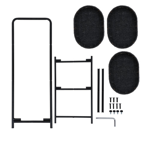 AEELLEEA 3-Tier Black Woven Storage Rack, Handwoven Basket Shelf with Metal Frame, Freestanding Narrow Organizer for Bedroom Living Room Entryway