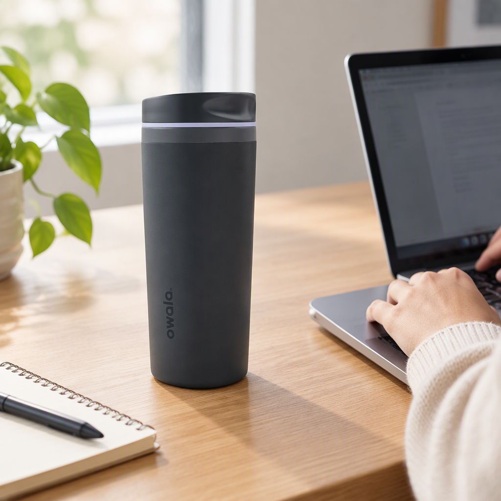 AEELLEEA 20 oz Stainless Steel Insulated Tumbler, Vacuum Travel Coffee Mug with Spout Lid, Leak Proof, Boundless Gray
