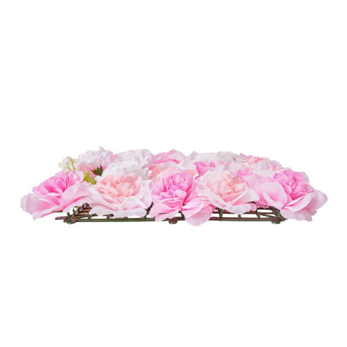 AEELLEEA Artificial Flower Wall Panels, Pink Rose Peony Floral Backdrop, 15x15 Inch Faux Flower Mat for Wedding Party Photo Background Decor