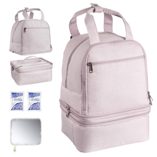 AEELLEEA Breast Pump Bag, Double Layer Insulated Breastmilk Cooler Backpack with Ice Packs, Portable Mommy Tote for Working Mothers