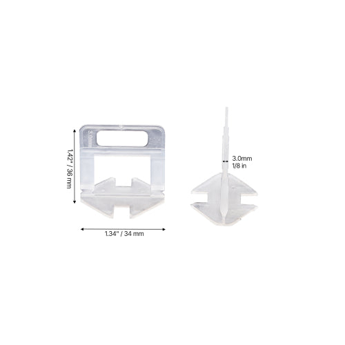 AEELLEEA Tile Leveling System Clips, 3mm Reusable Plastic Tile Leveler Spacers for Wall and Floor Tile Installation