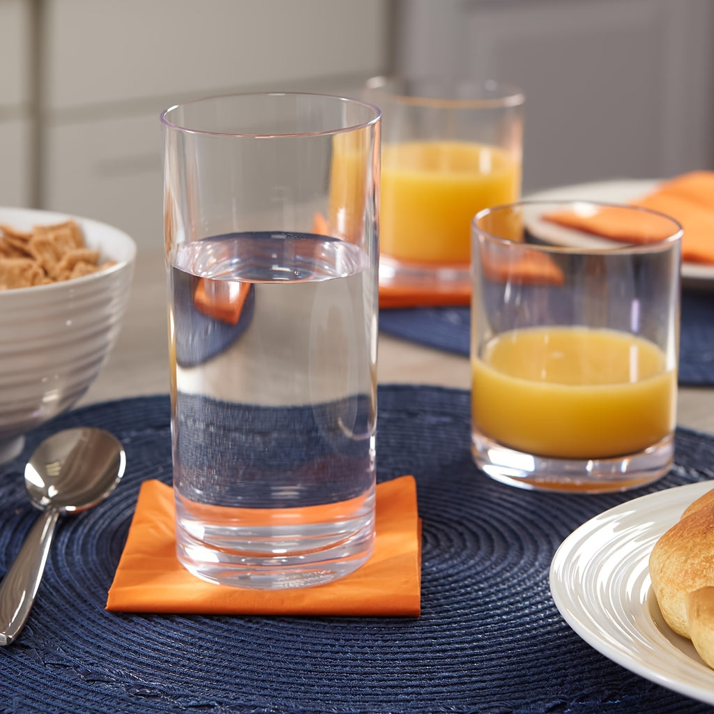 AEELLEEA 8 Pack Glass Drinking Glasses, 12 oz and 16 oz Clear Tumbler Set for Water Juice Coffee Soda, Straight Sided, Dishwasher Safe