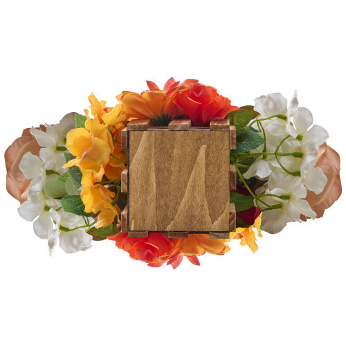 AEELLEEA Fall Artificial Rose Arrangement with Eucalyptus, Wooden Potted Floral Centerpiece for Table Wedding Thanksgiving Decor
