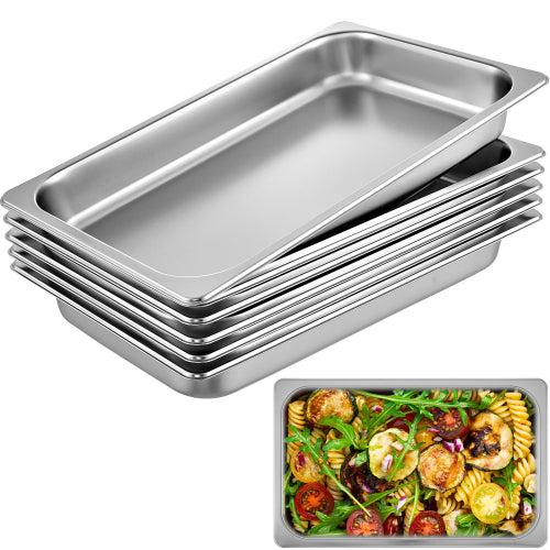 AEELLEEA Full Size Stainless Steel Steam Table Pan, Deep Food Pan for Buffet Oven BBQ Catering