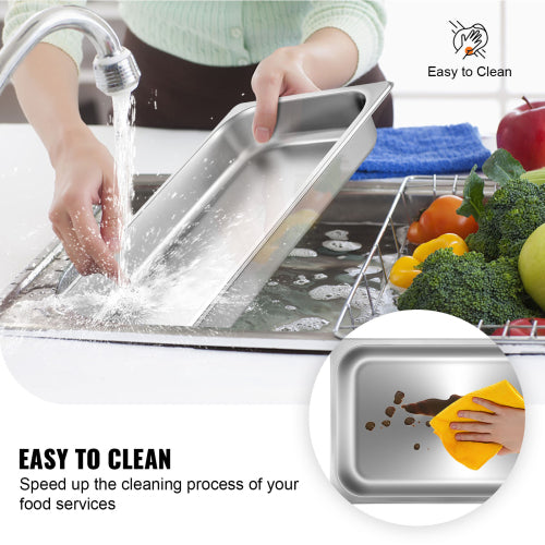 AEELLEEA Full Size Stainless Steel Steam Table Pan, Deep Food Pan for Buffet Oven BBQ Catering