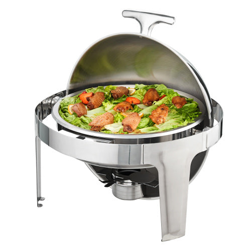 AEELLEEA Round Roll Top Chafing Dish, Stainless Steel Buffet Warmer for Catering Party Banquet