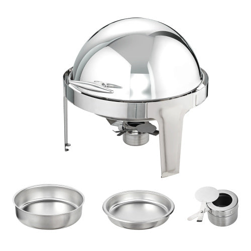 AEELLEEA Round Roll Top Chafing Dish, Stainless Steel Buffet Warmer for Catering Party Banquet