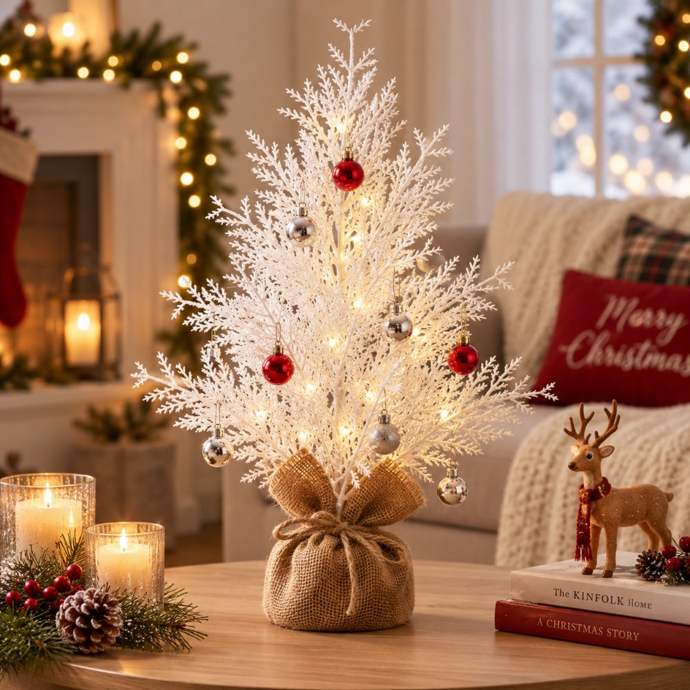 AEELLEEA 50 Pcs White Artificial Christmas Branches, 12.4 Inch Frosted Snowy Stems for Vase Arrangement Wreath Winter Holiday Decor