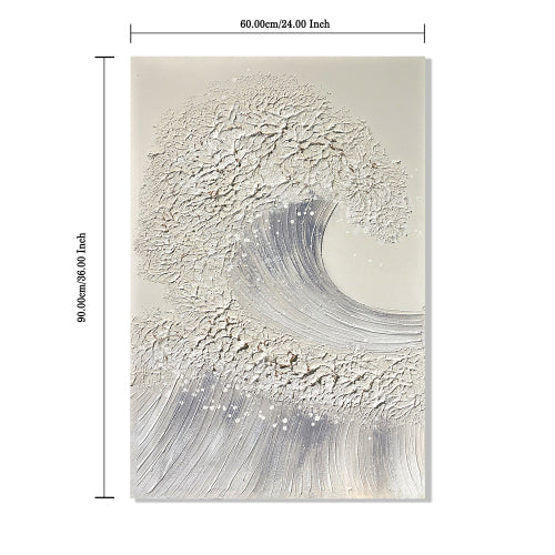AEELLEEA 2 Piece Ocean Wave Textured Wall Art, 3D Thick Paint Canvas Painting for Entryway Living Room Decor