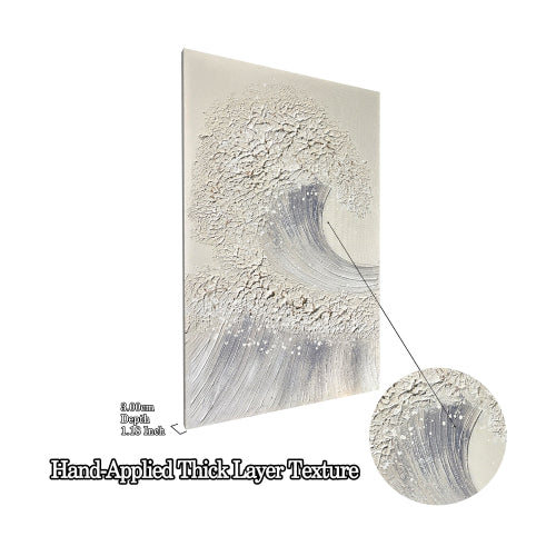 AEELLEEA 2 Piece Ocean Wave Textured Wall Art, 3D Thick Paint Canvas Painting for Entryway Living Room Decor
