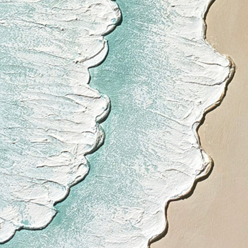 AEELLEEA 2 Piece Coastal Beach Wave Textured Wall Art, 3D Thick Texture Framed Canvas Art for Living Room