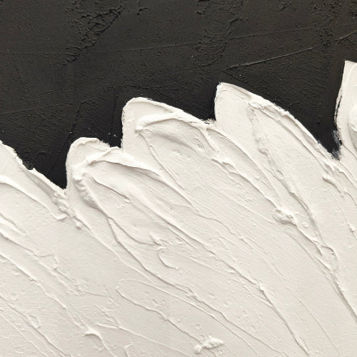 AEELLEEA Black White 3D Textured Wave Wall Art, Framed Thick Impasto Canvas Painting for Living Room