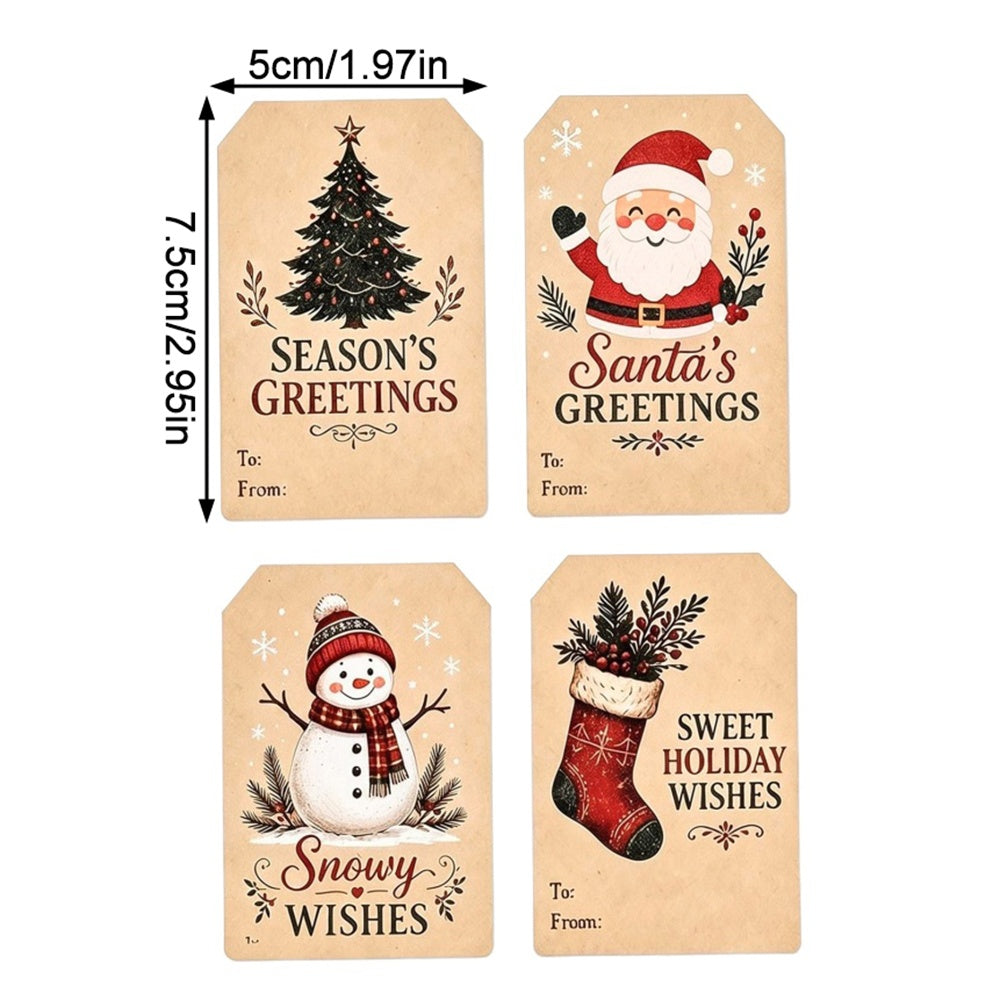 AEELLEEA 2 Rolls Christmas Kraft Gift Tag Stickers, 2 x 3 Inch Santa Snowman To and From Labels for Gift Wrapping Holiday Boxes
