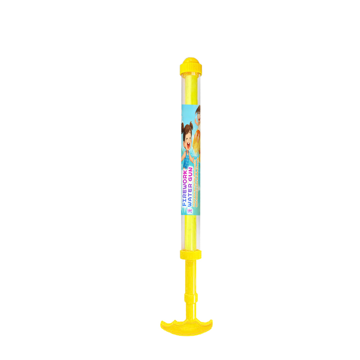 Firework Water Gun for Kids, Manual Pump Water Blaster with Multi-Hole Spray, ABS Outdoor Summer Water Toy, Yellow