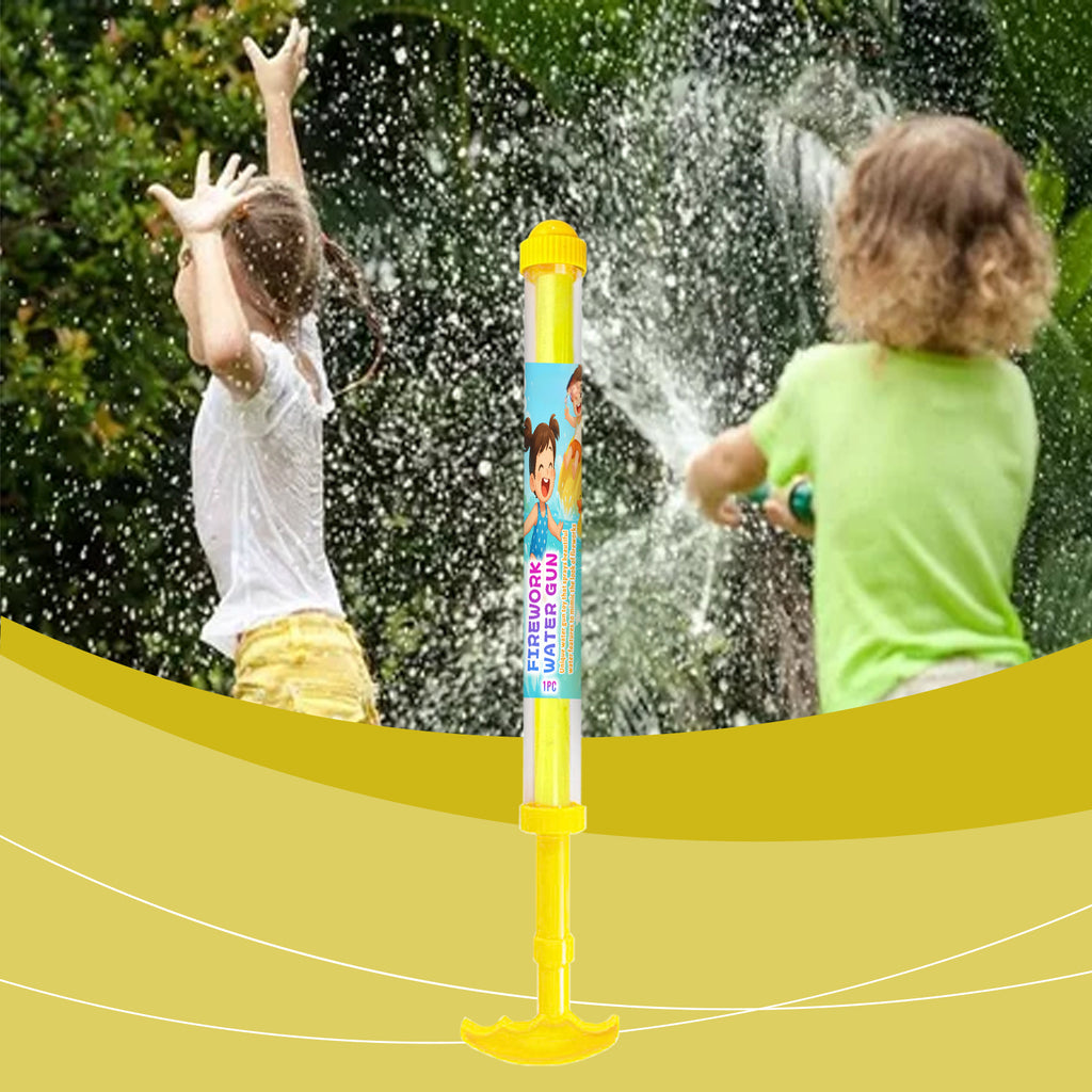 Firework Water Gun for Kids, Manual Pump Water Blaster with Multi-Hole Spray, ABS Outdoor Summer Water Toy, Yellow