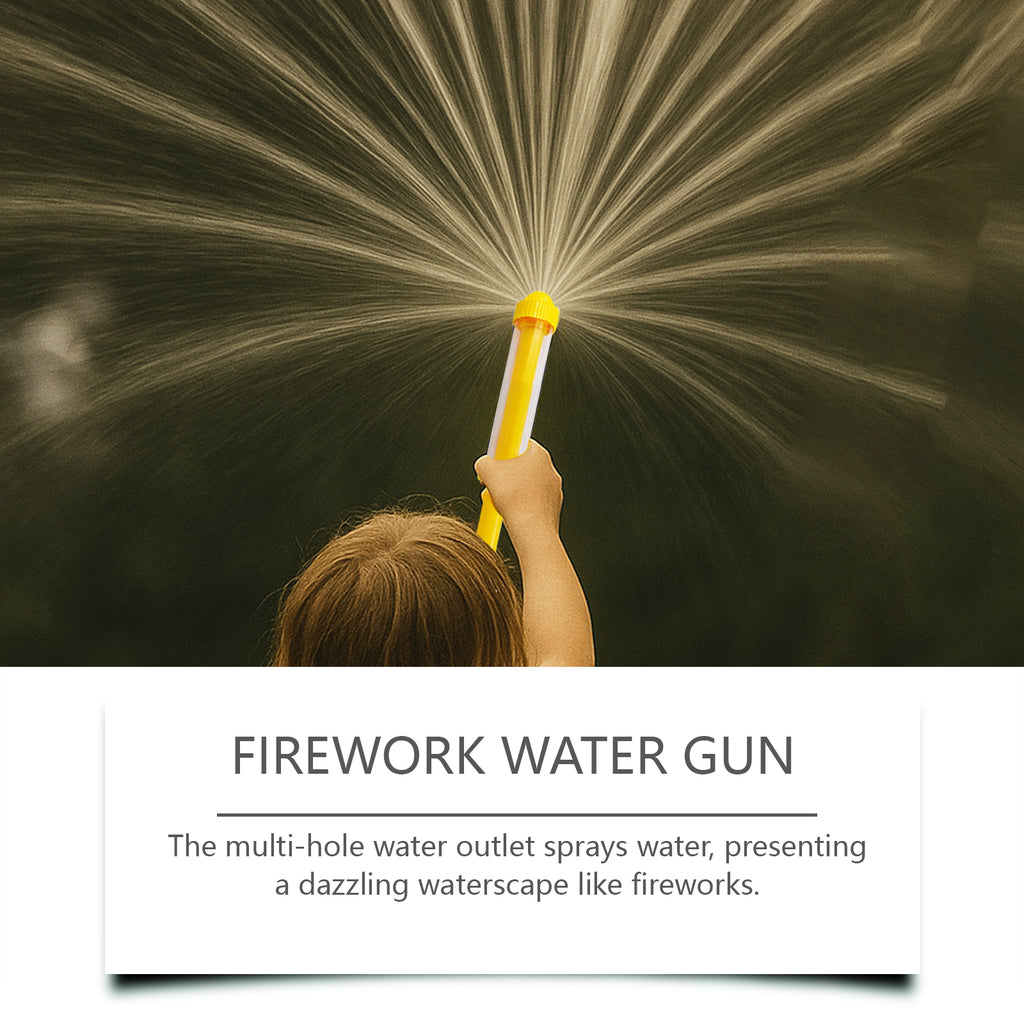 Firework Water Gun for Kids, Manual Pump Water Blaster with Multi-Hole Spray, ABS Outdoor Summer Water Toy, Yellow