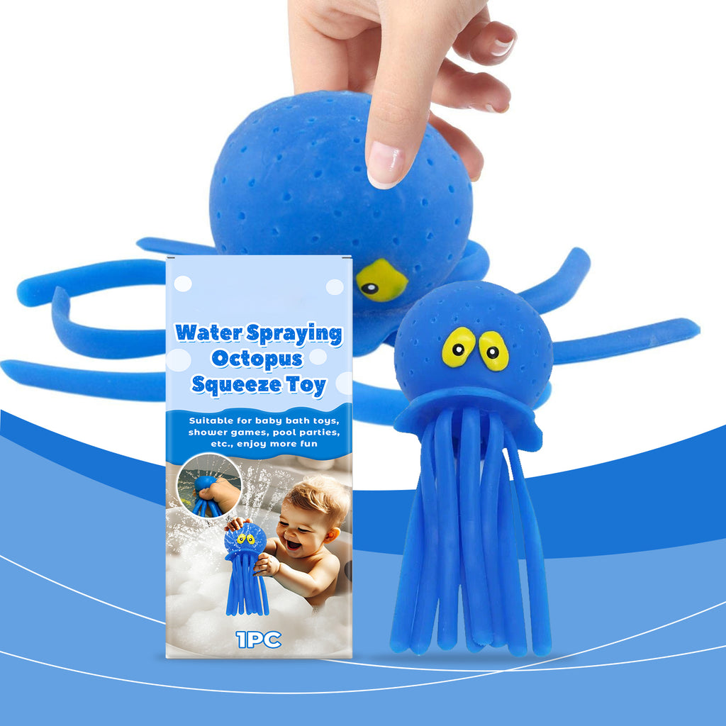 Octopus Water Spraying Squeeze Toy, Kids Bath & Pool Water Toy, Blue, 6.29 in