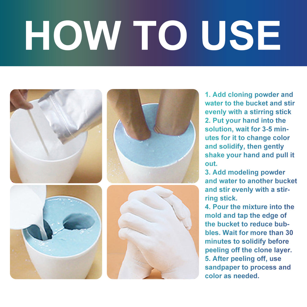 DIY Hand Casting Kit for Couples & Families, 3D Keepsake Hand Mold Set with Alginate Powder, Casting Powder & Finishing Tools