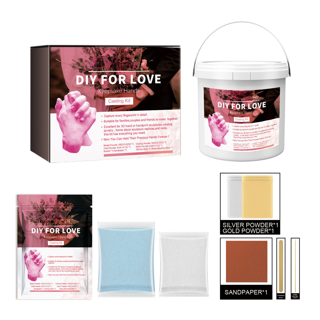 DIY Hand Casting Kit for Couples & Families, Keepsake Hand Mold Kit with Casting Powder, Bucket & Finishing Tools