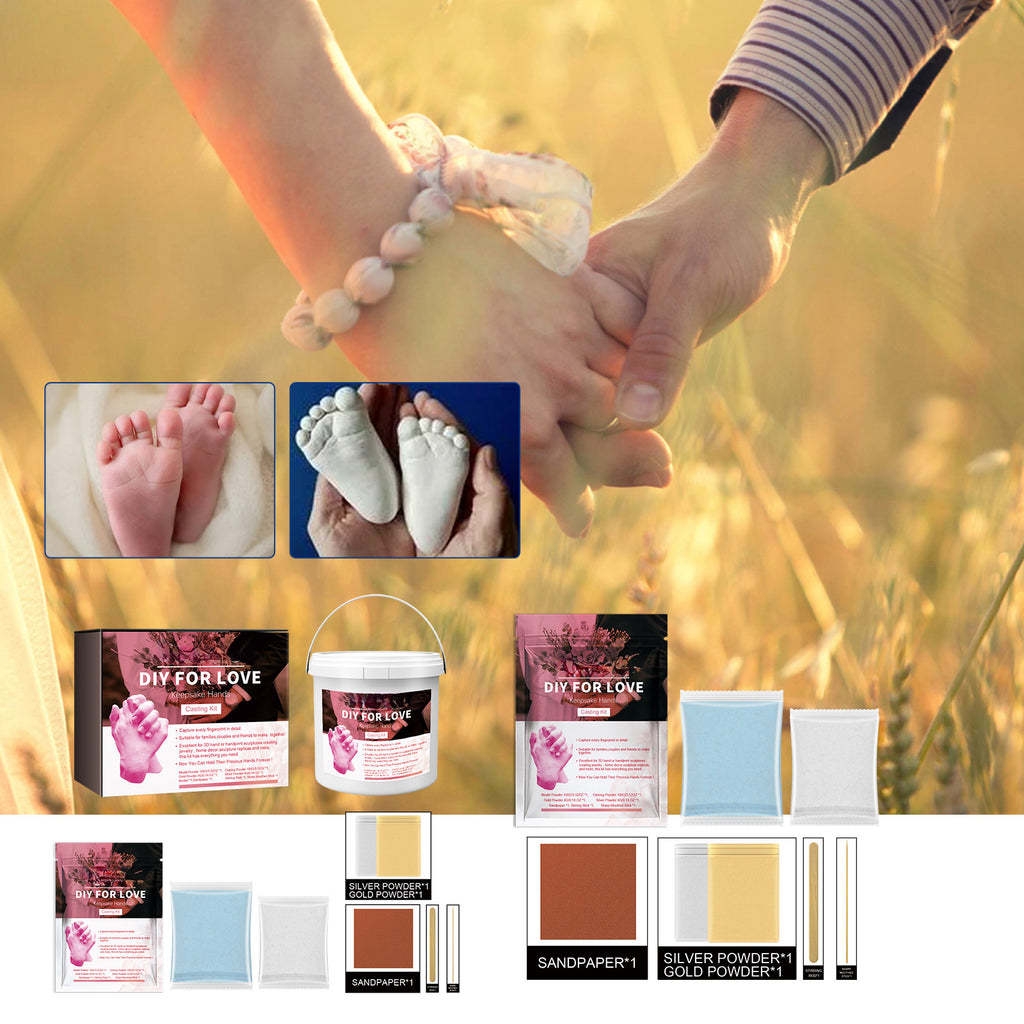 DIY Hand Casting Kit for Couples & Families, Keepsake Hand Mold Kit with Casting Powder, Bucket & Finishing Tools
